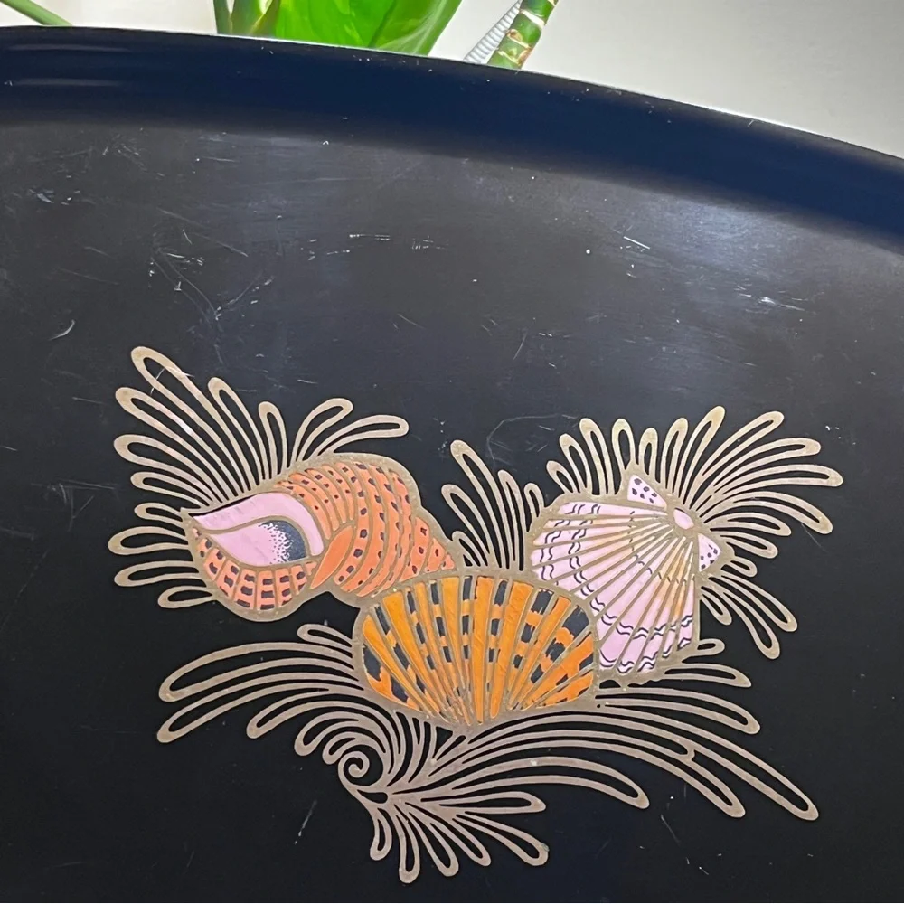 Couroc Black seashell tray